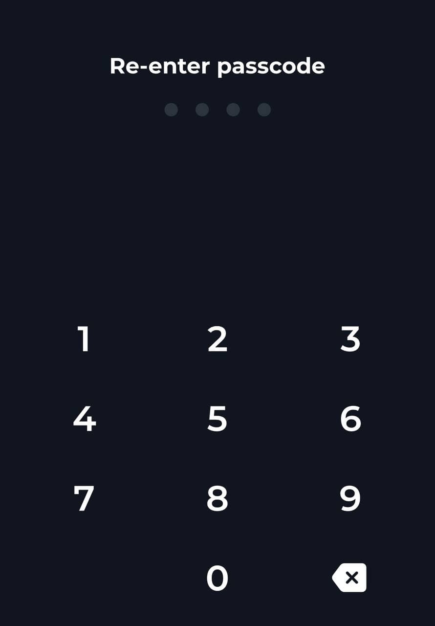 Confirm the passcode