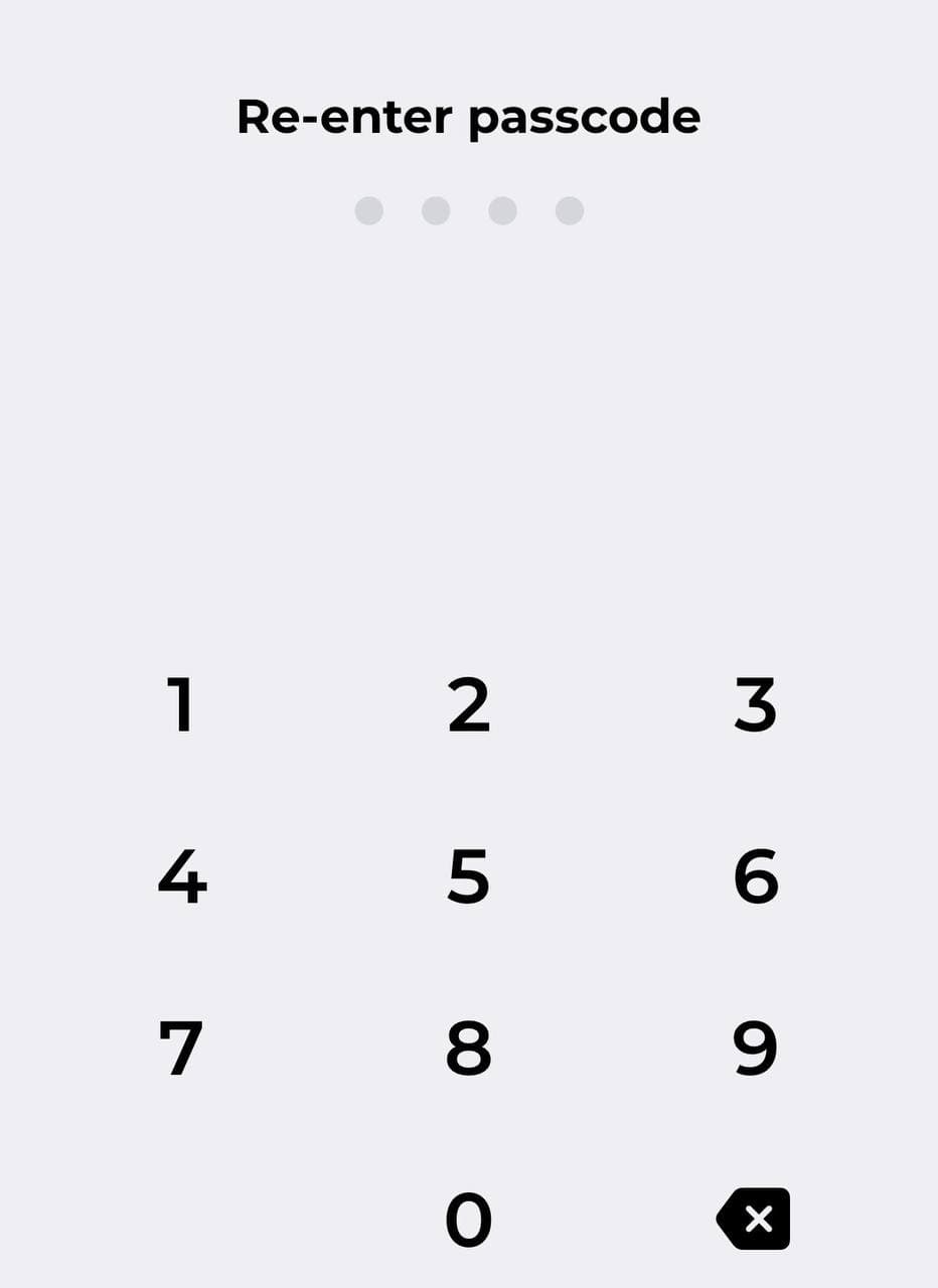 Confirm the passcode